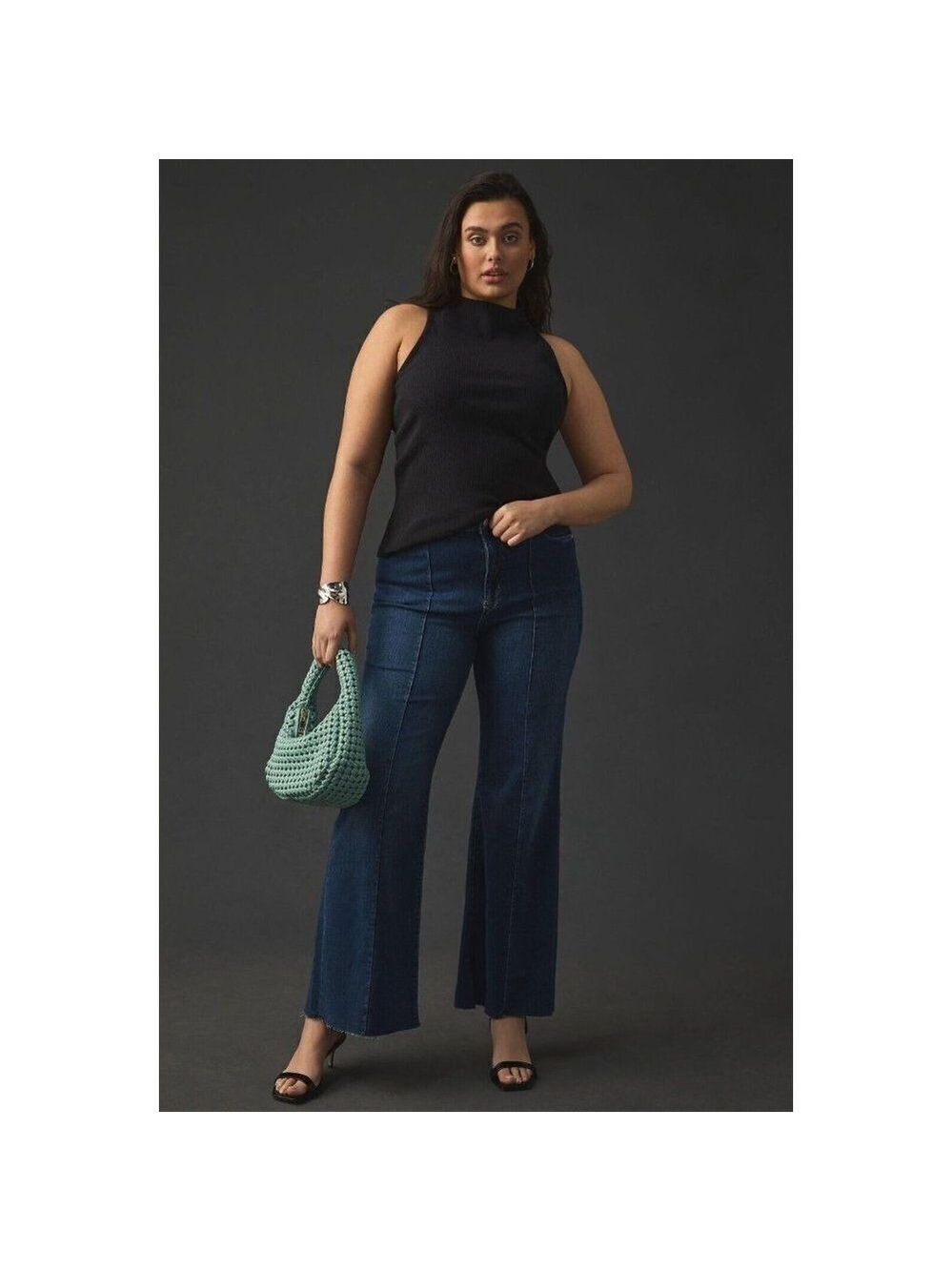 Anthropologie Pilcro Seamed High-Rise Wide-Leg Blue Jeans Plus Size 24W